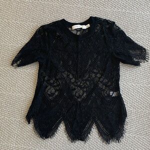 bishop + young Black Lace Short Sleeve Top